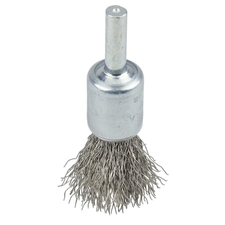 Weiler 1/2" Coated Cup Crimped Wire End Brush, .0104" Stainless Steel Fill 11011
